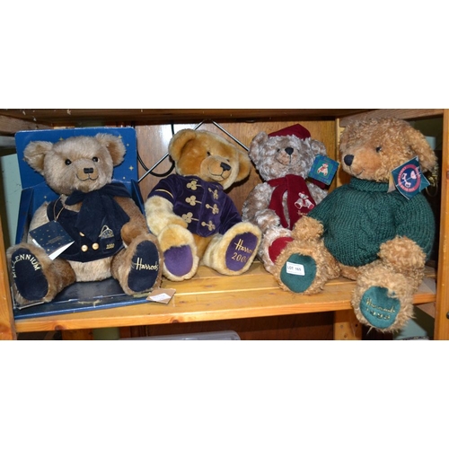 165 - Four various Harrods teddies dated 1998, 1999 & 2 x 2000