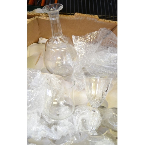 31 - Two glass decanters and a quantity of cut table glass