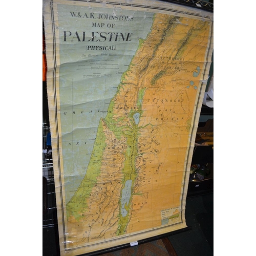 363 - A vintage hanging wall map of Palestine