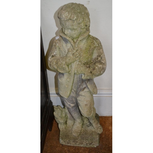 371 - Two cast well weathered garden statues in the form of a boy and a girl