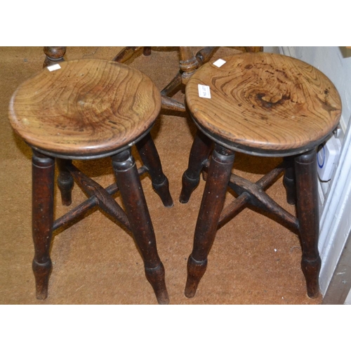 374 - A pair of elm topped stools