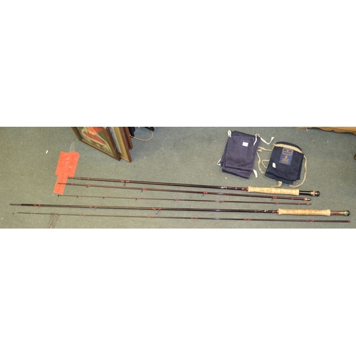 78 - A Hardy Graphite still-water three piece carbon fly rod with a Hardy deluxe classic two piece carbon... 