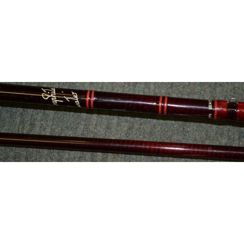 78 - A Hardy Graphite still-water three piece carbon fly rod with a Hardy deluxe classic two piece carbon... 