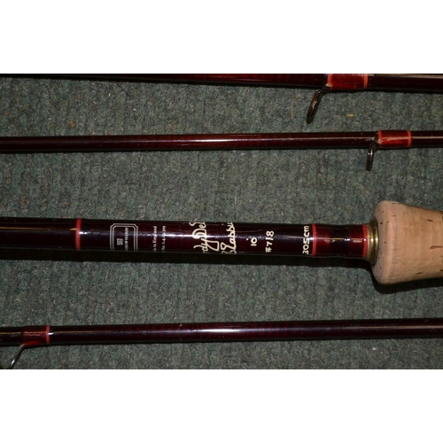 78 - A Hardy Graphite still-water three piece carbon fly rod with a Hardy deluxe classic two piece carbon... 