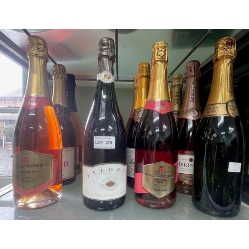 379 - 12 bottles mixed Sparkling wines, Monistral Rose / Polaris, etc