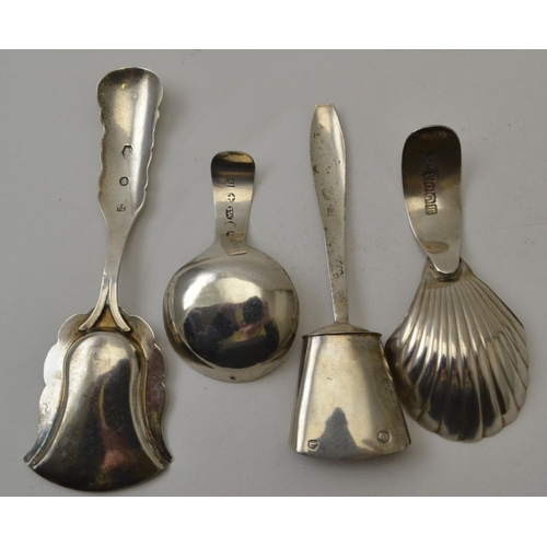 105 - Peter Lambert, a Scottish silver caddy spoon,on scallop bowl design, Edinburgh 1820, together with t... 