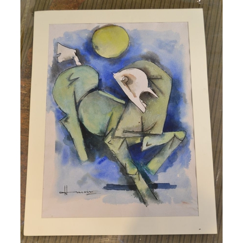 161 - Maqbool Fida Husain 'horse of the sun' a watercolour 74 x 54 cm hand made paper signed in English - ... 