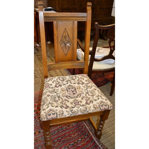 165 - Old Charm oak finished set of four single chairs