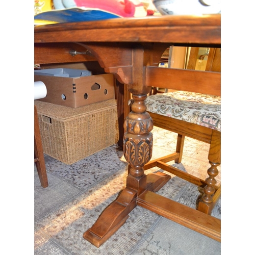 166 - Old Charm oak finished refectory dining table