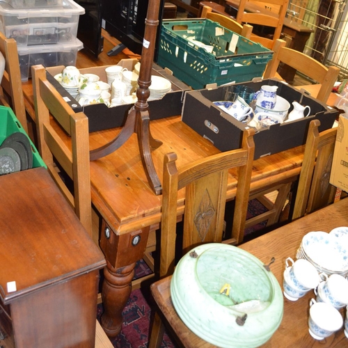 190 - Modern softwood table on four turned legs