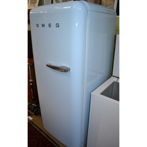 22 - Pale blue retro design Smeg refrigerator with ice making compartment