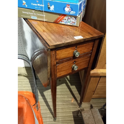 244 - 19th century mahogany small sized Pembroke work table on plain legs