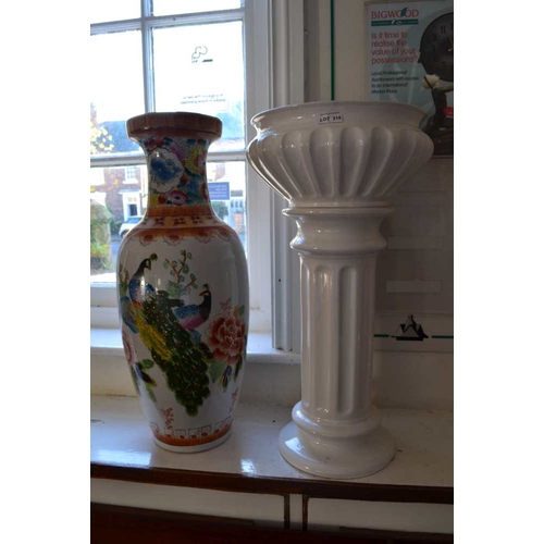 318 - Chinese floor vase and a planter on stand