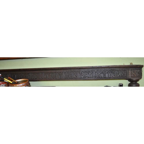 185 - 18th century tester bed top rail later carved with a humorous verse - 