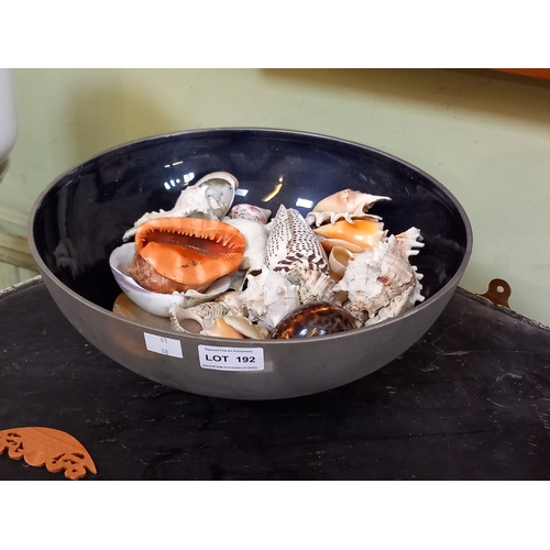 192 - A highly decorative metal bowl of sea shells