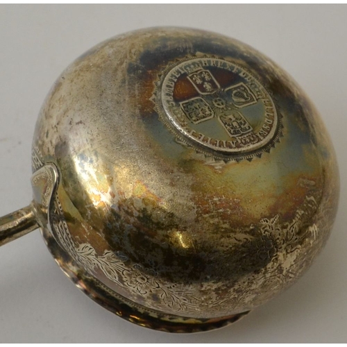 2 - An 18th century silver punch ladle inset with George II sixpence 1758, together with an 18th century... 