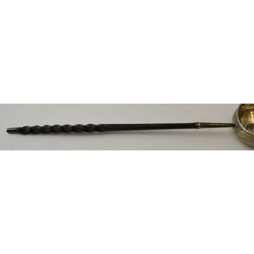 2 - An 18th century silver punch ladle inset with George II sixpence 1758, together with an 18th century... 