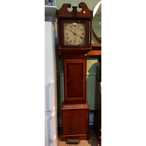 210 - 19th century oak cased 30 hour clock with bell strike