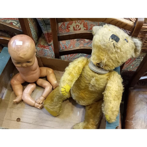 226 - A teddy bear with a doll (in need of TLC)