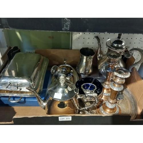 231 - A box of silver plated dining tablewares