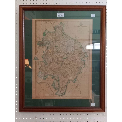 253 - Edwin Weller - a framed and glazed map of Warwickshire