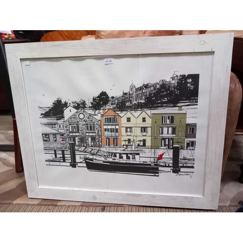 283 - Paul Barclay - a print study of Dartmouth harbour