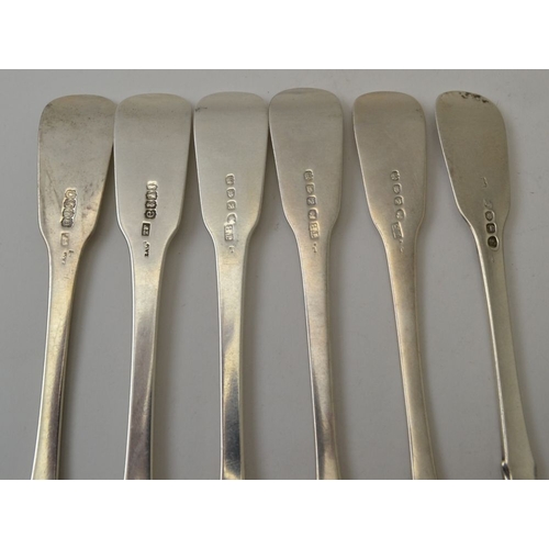 34 - A matched set of six silver fiddle pattern dinner forks, including three by Thomas Wilkes Barker, Lo... 