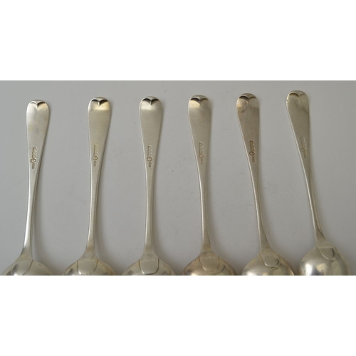 38 - A set of six Victorian silver soup / table spoons, Glasgow 1882, monogrammed, combined weight: 418g