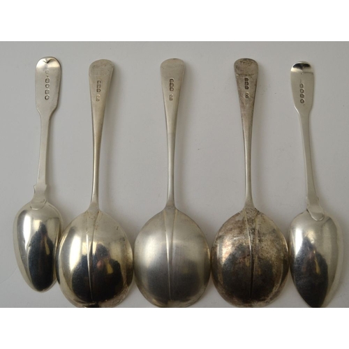 40 - Frank Cobb & Co. Ltd. A set of three silver rattail design soup spoons, Sheffield 1944, together wit... 