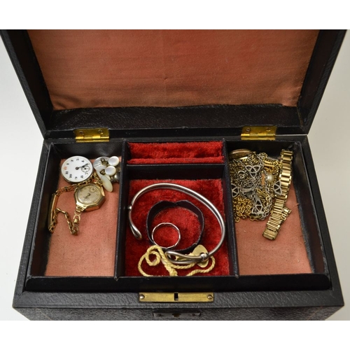 52 - Jewellery box with chains, watches, cufflinks, etc