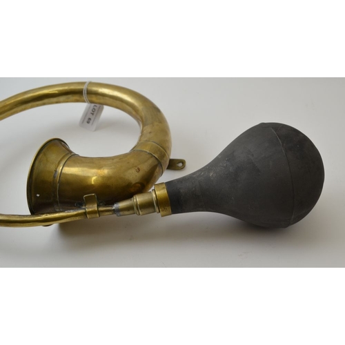 69 - A brass scroll bulb car horn