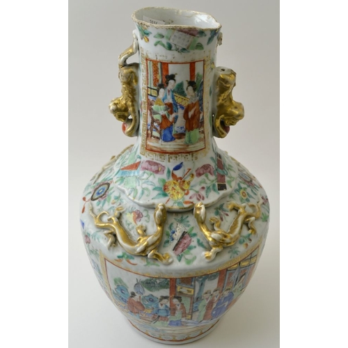 91 - A late 19th century Canton Chinese porcelain vase painted in the famille rose palette, mounted with ... 