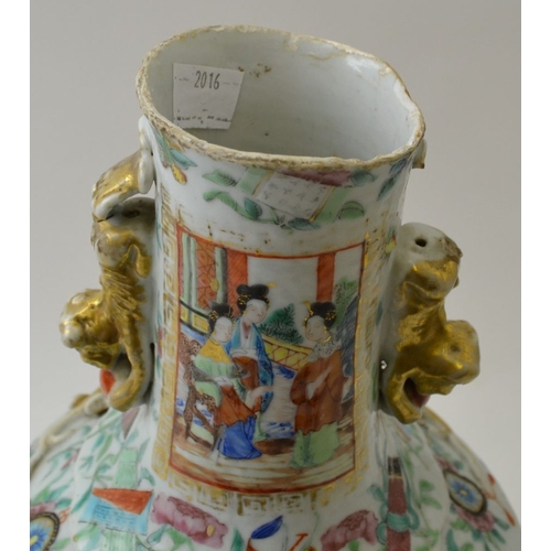 91 - A late 19th century Canton Chinese porcelain vase painted in the famille rose palette, mounted with ... 