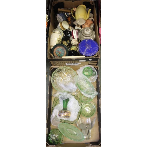 161 - Two boxes of assorted glass & ceramics, including cameo decorated tea pot