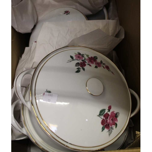 169 - A Czechoslovakian part dinner service, with pink floral pattern decoration