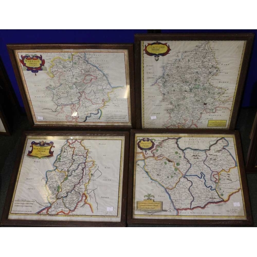 19 - A set of four Robert Morden County maps. Hand coloured and engraved