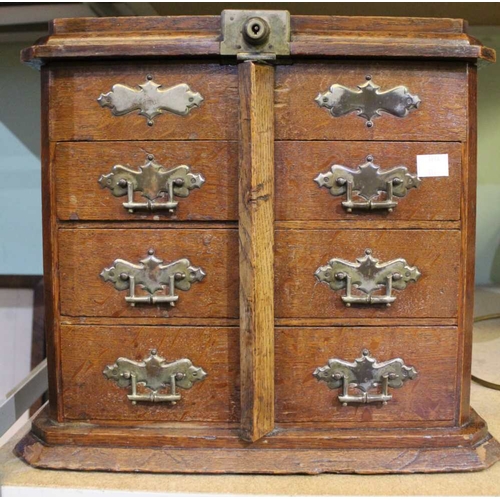 23 - Edwardian oak table cabinet with fitted drawers 34cm high