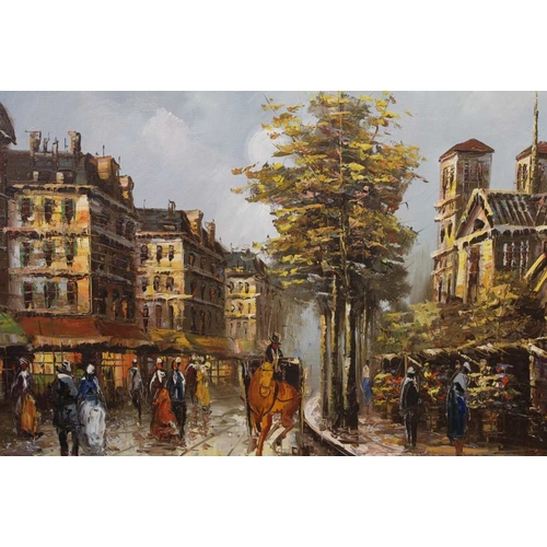 233 - Val Tori, Parisian street scene, oil on canvas, framed