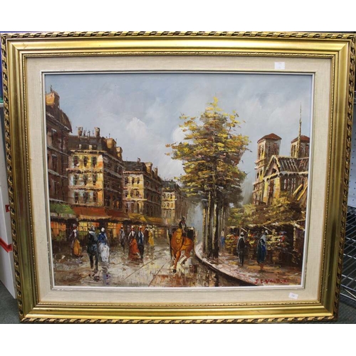 233 - Val Tori, Parisian street scene, oil on canvas, framed