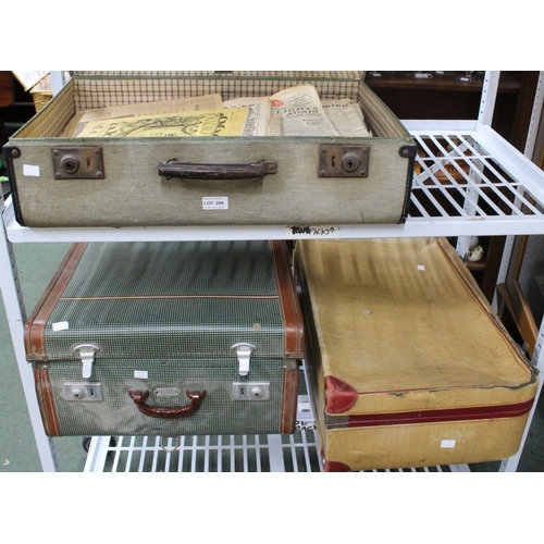 258 - Three vintage suitcases containing collectors newspapers