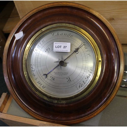 27 - Edwardian barometer by Thomas Armstrong 32cm diameter