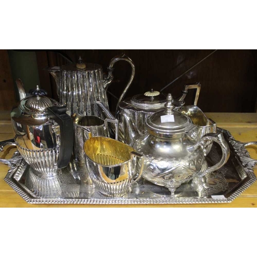 32 - A silver plated tray and silver plated tea wares