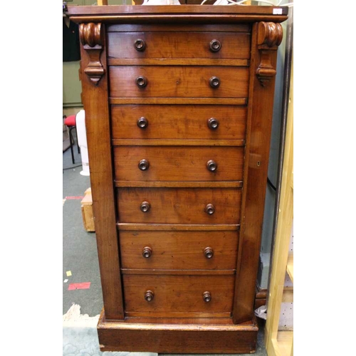 39 - A 19th century mahogany wellington chest, fitted seven drawers, 55cm wide, 112cm high