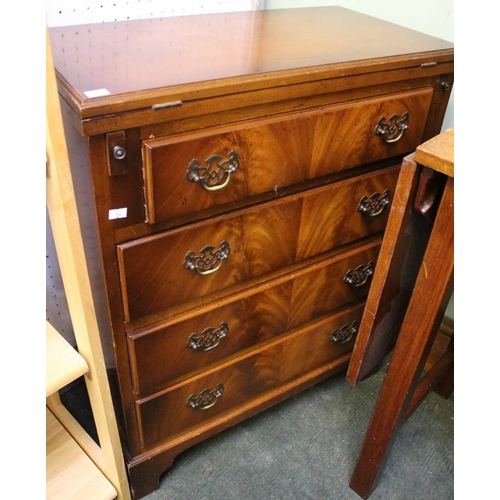 47 - A reproduction mahogany veneer bachelor chest, with foldover top, fitted four drawers, 62cm wide