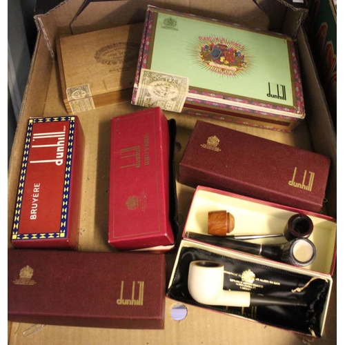 5 - Various pipes, pipe boxes and cigar boxes with a few cigars.