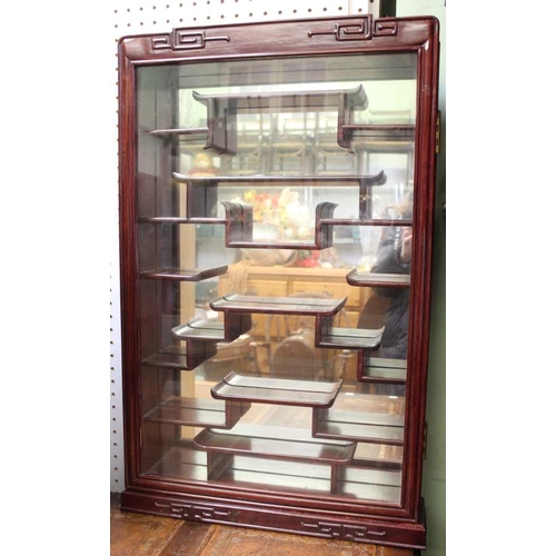 57 - Oriental design mirror backed hanging display cabinet