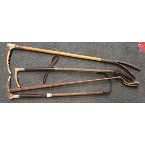 8 - Three antler handled riding crops