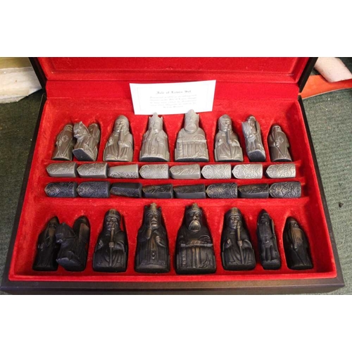 9 - Cased 'Paget' Isle of Lewis chess set