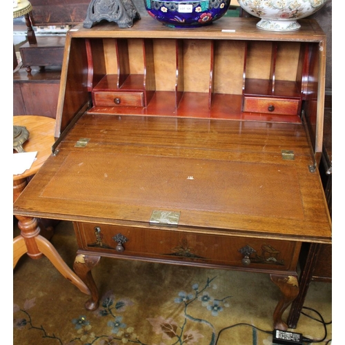 127 - An Edwardian writing bureau with chinoiserie decoration