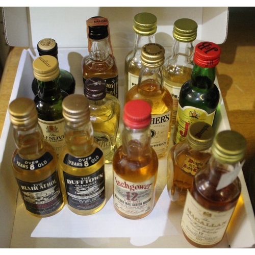 175 - 13 miniature whisky's to include Macallan 12 year old, Blair Athol, Pigs nose etc